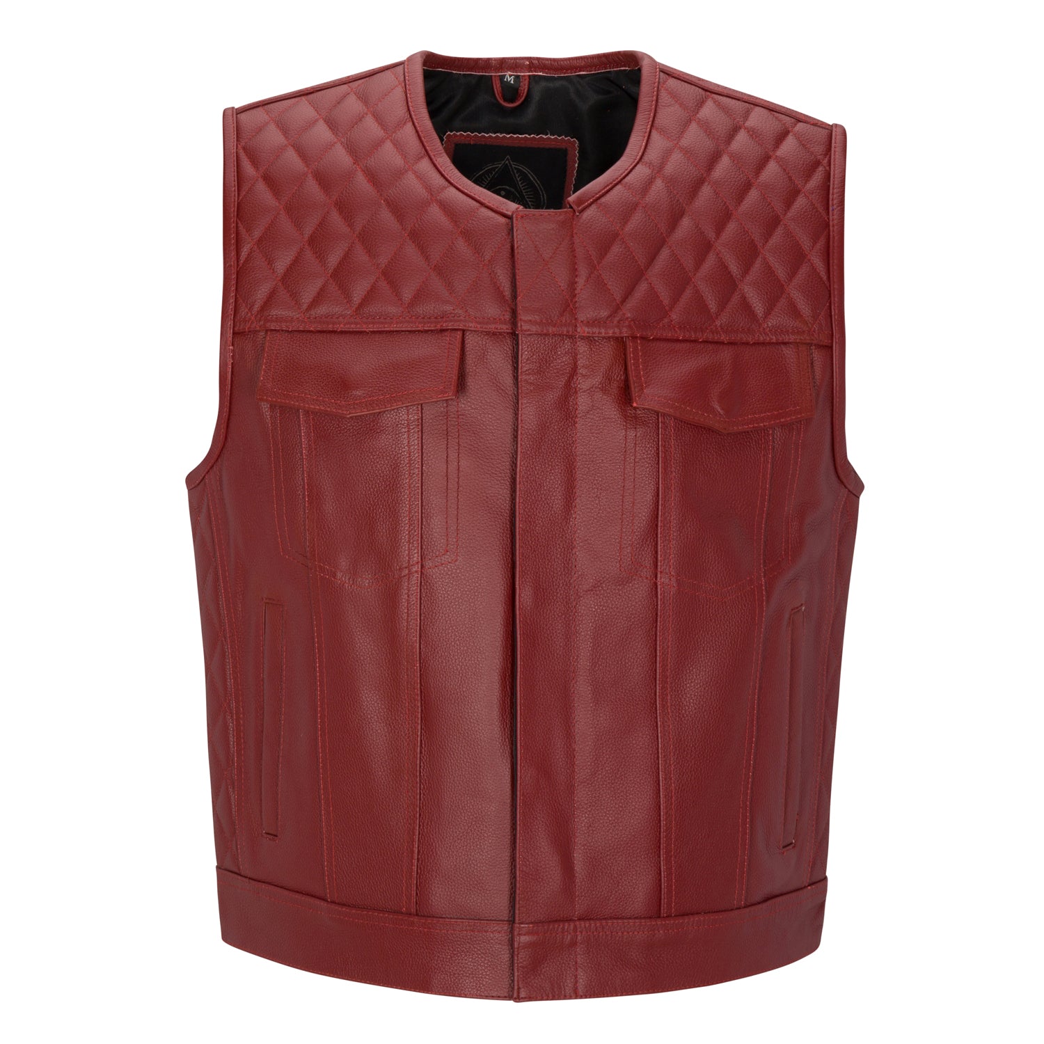 Cuttlanes OG Red leather sleeveless motorcycle vest Tall
